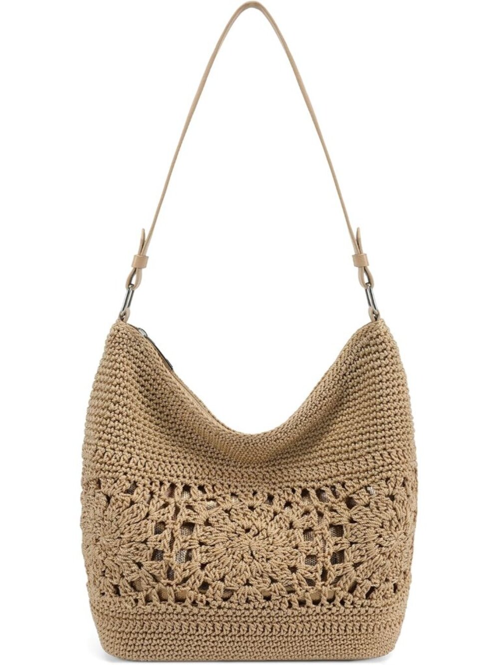 Crochet Hobo Bags for Women Woven Shoulder Purse and Tote Handbag